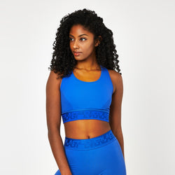 Cobalt Blue Seamless Paneled Sports Bra