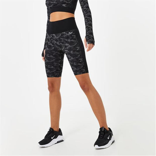 Women's Seamless Camo Cycling Shorts Black view 1
