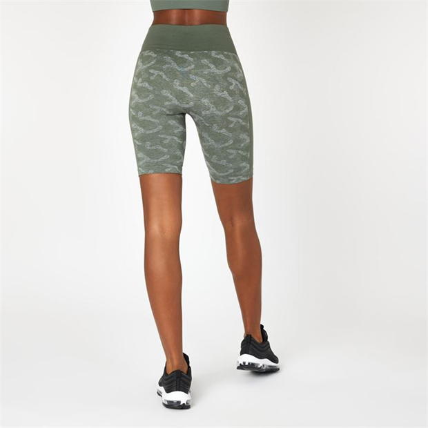 Women's Seamless Camo Cycling Shorts Dark Olive