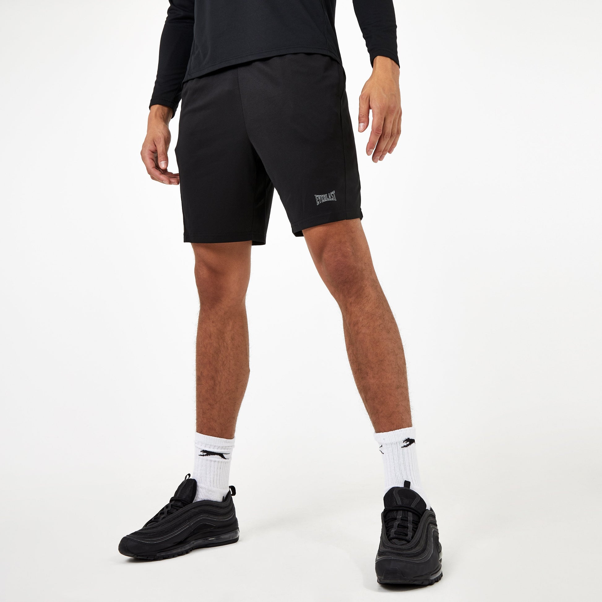 Black Men's Mesh Poly Shorts - Everlast