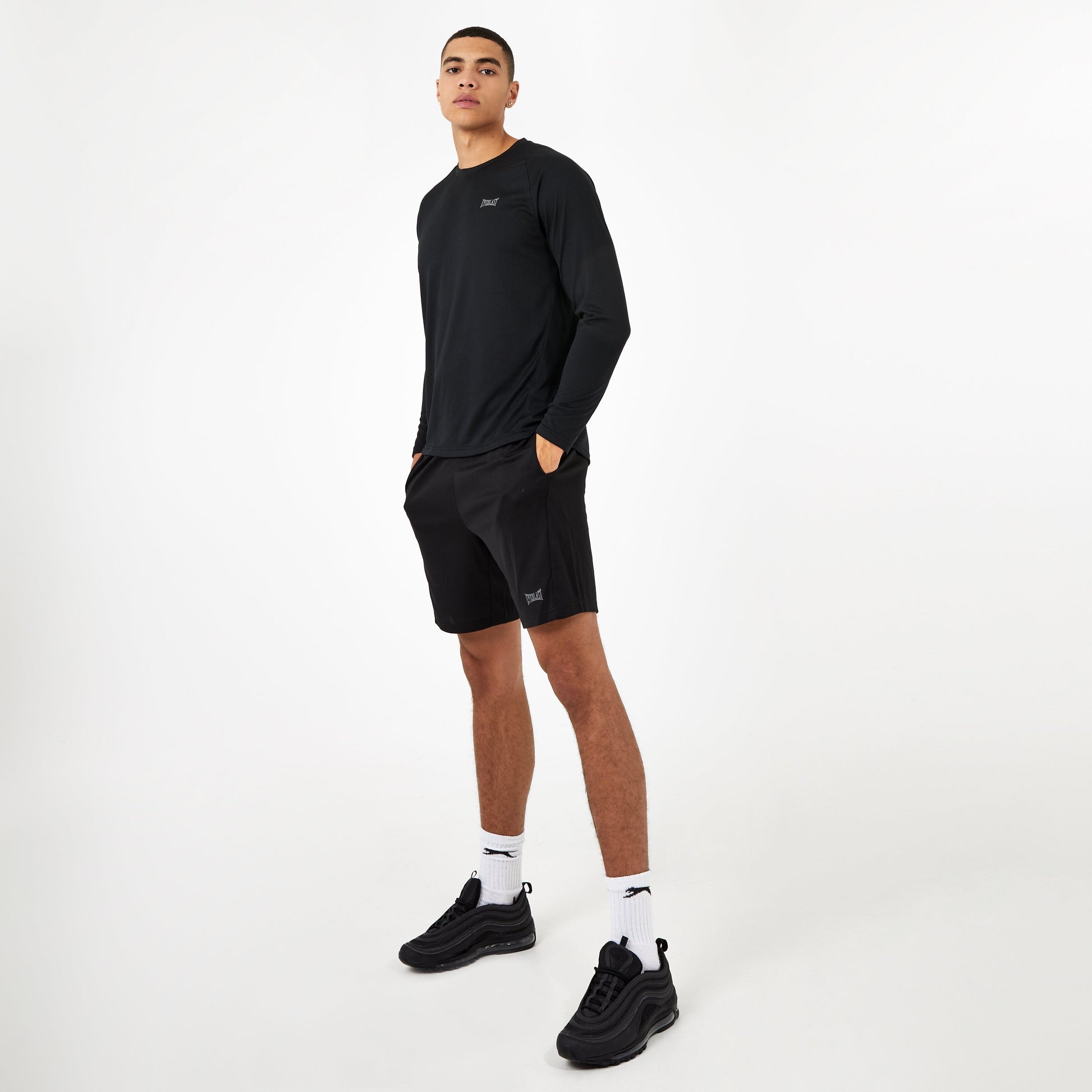 Black Men's Mesh Poly Shorts - Everlast