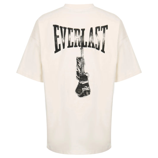 Men's Print Gloves Back Graphic Oversize T-Shirt Cream view 2