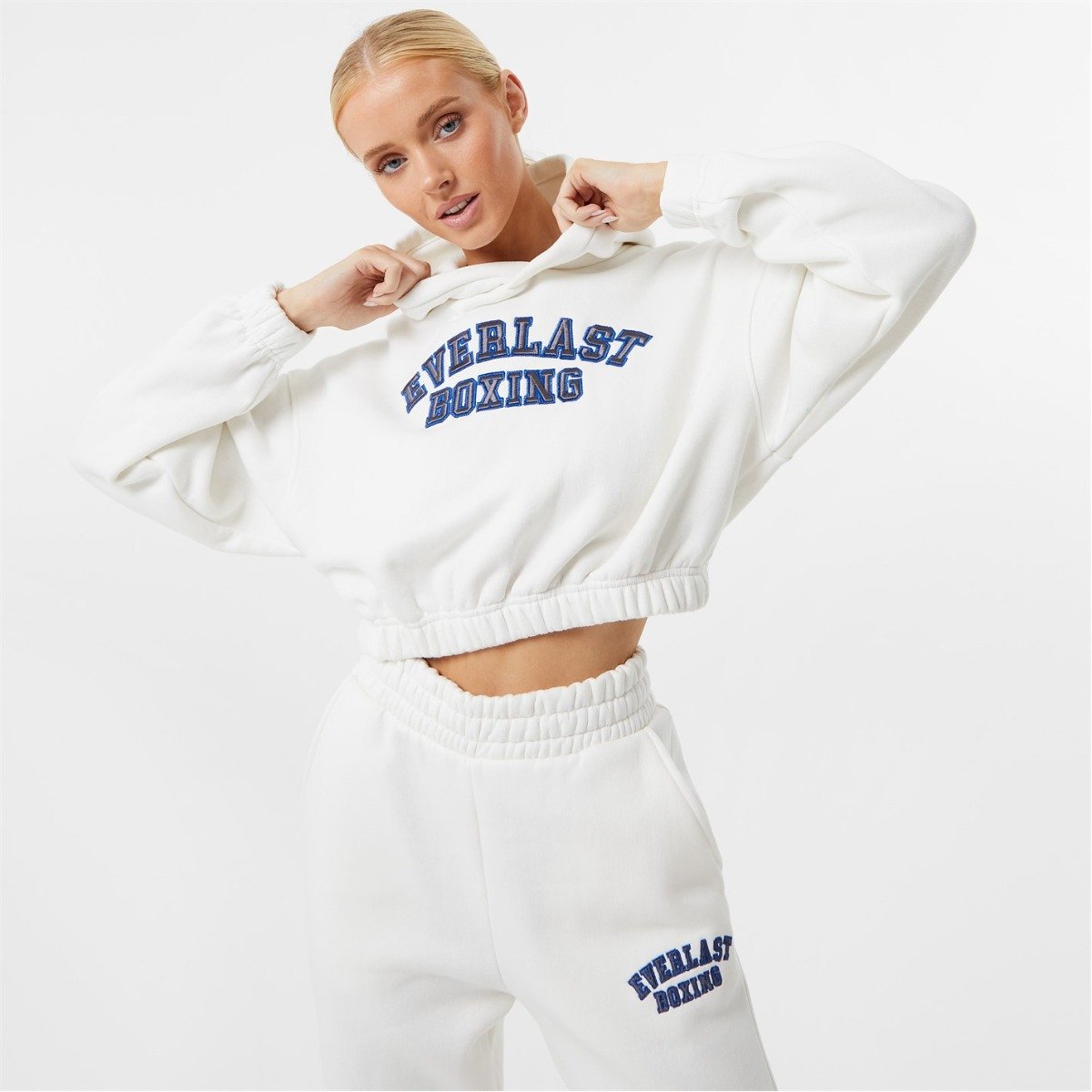 Women's Boxing Cropped Hoodie - Everlast Off White