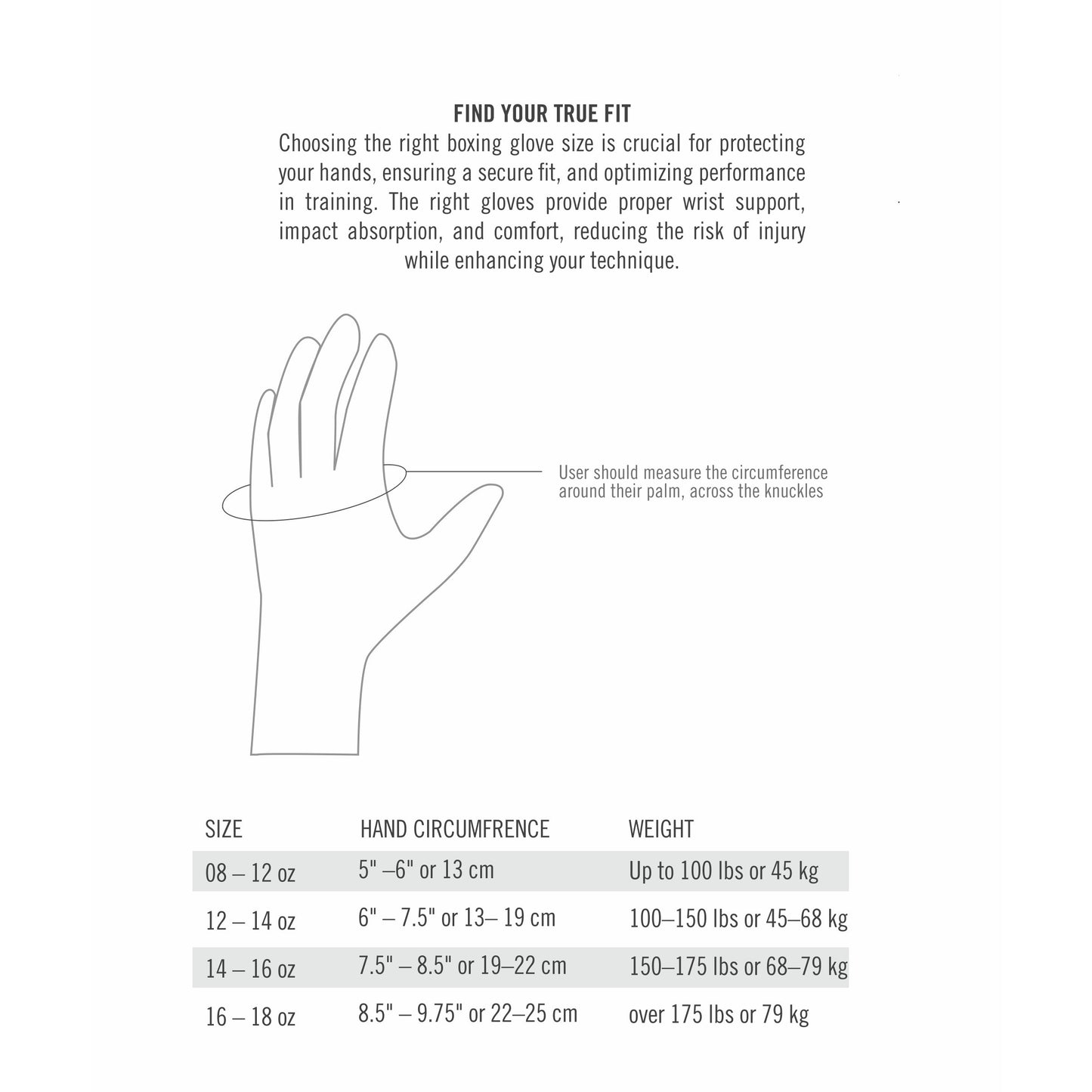 1910 Brown Training Gloves Hook and Loop Size Guide