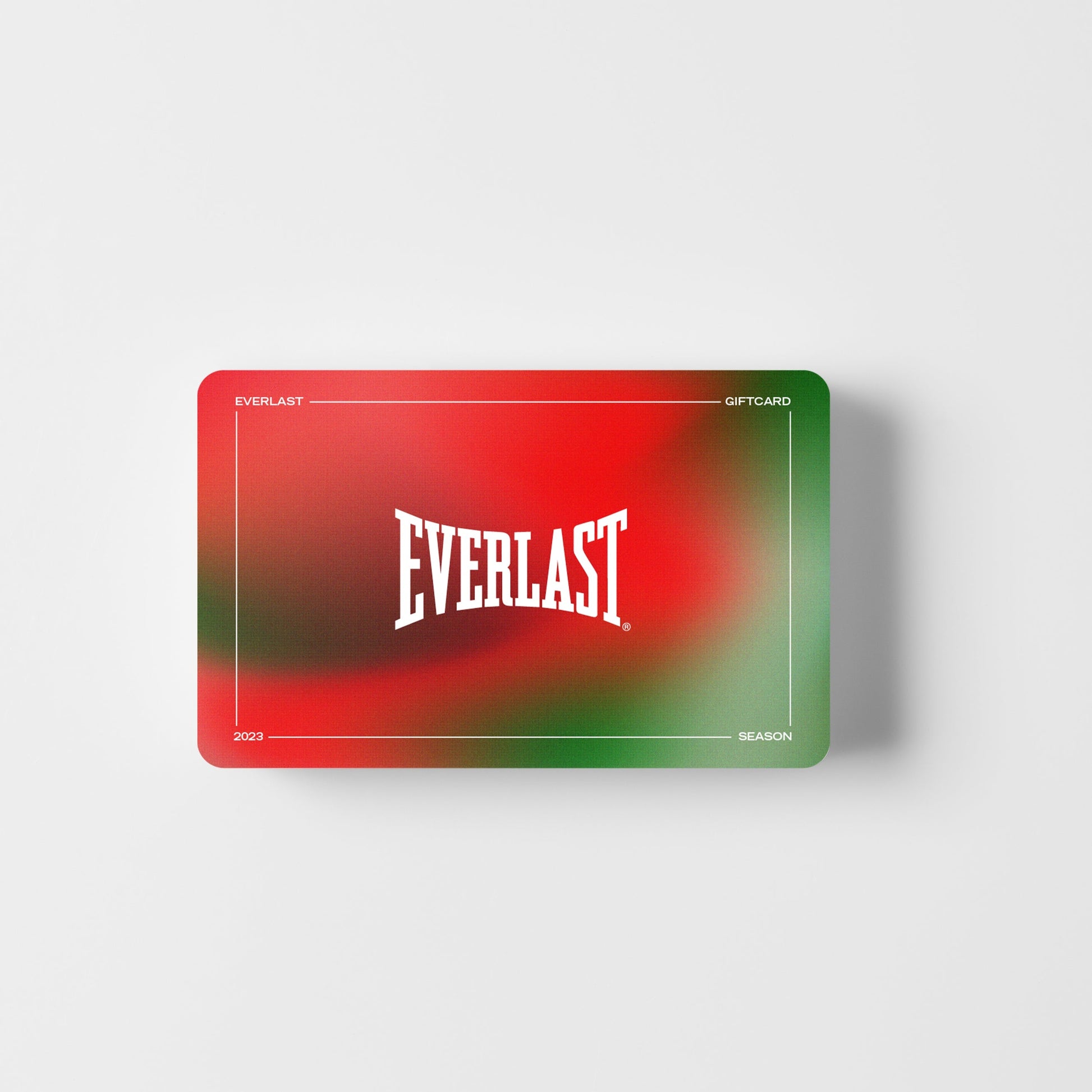 Everlast gift card with red and green gradient on white background