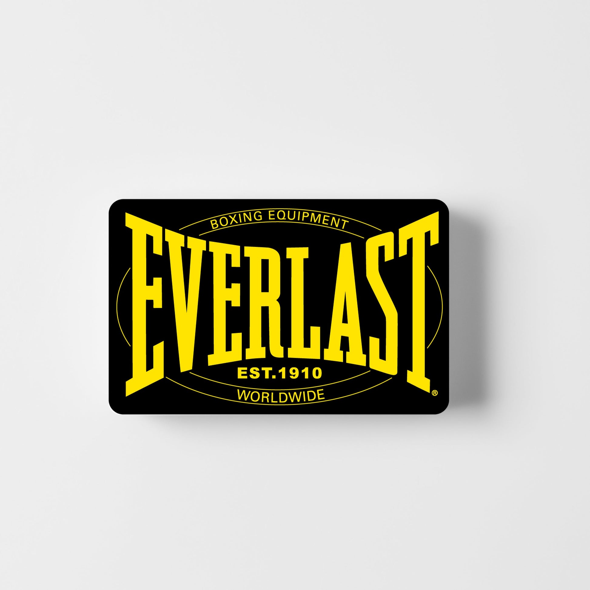 Everlast logo with yellow text on a black background