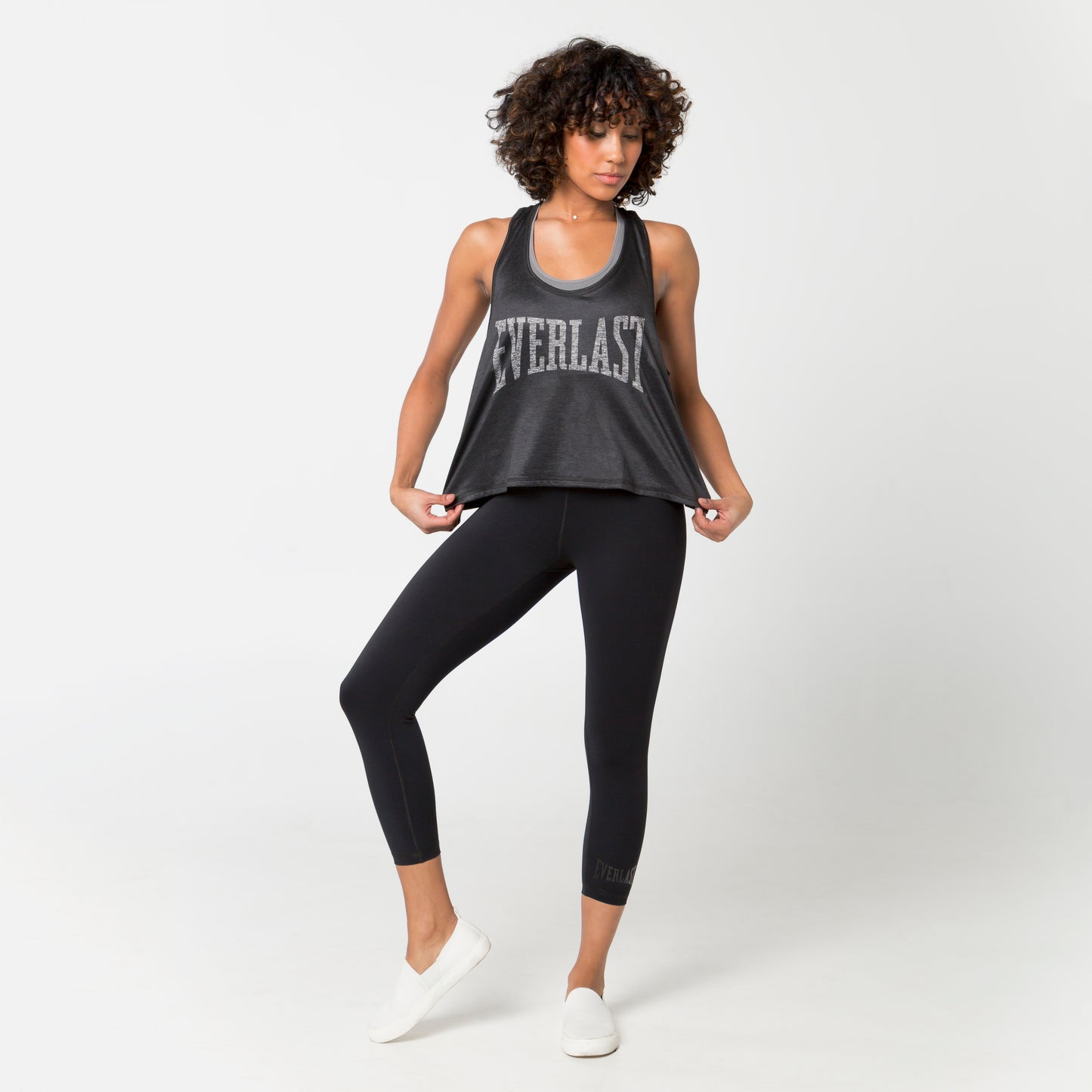 Women's Compression Sport Cropped Legging Mid Rise Black