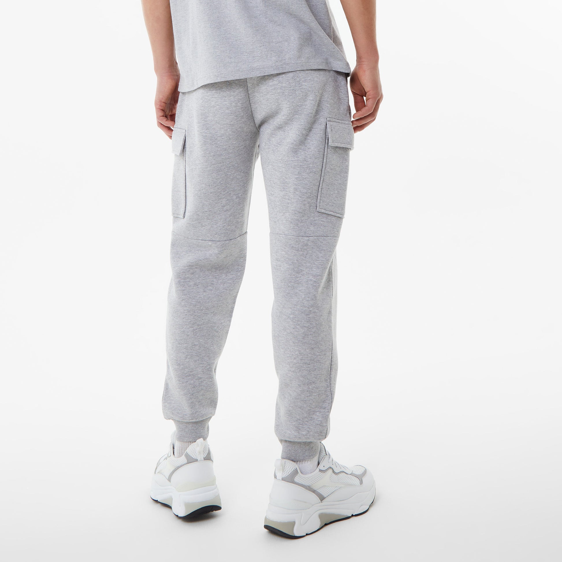 Men's Cargo Track Pants - Everlast - Grey Marl/Red