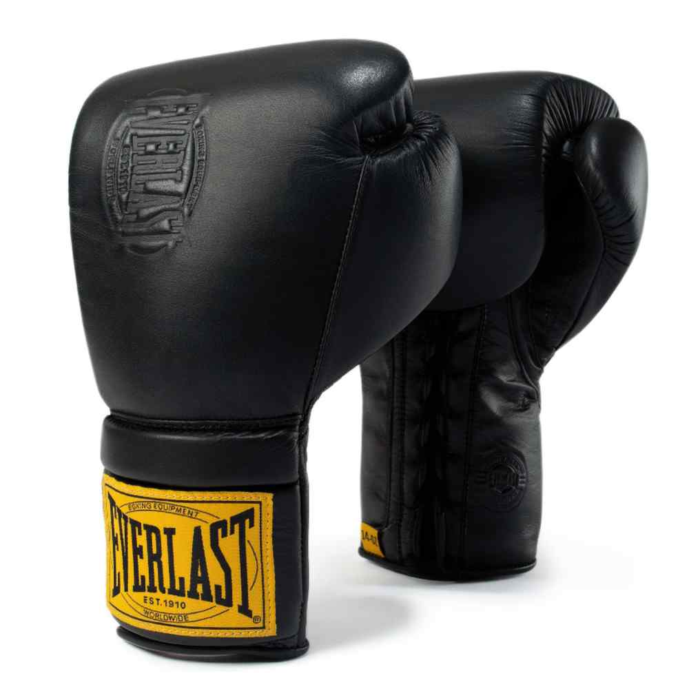 Black 1910 Pro Laced Boxing Gloves