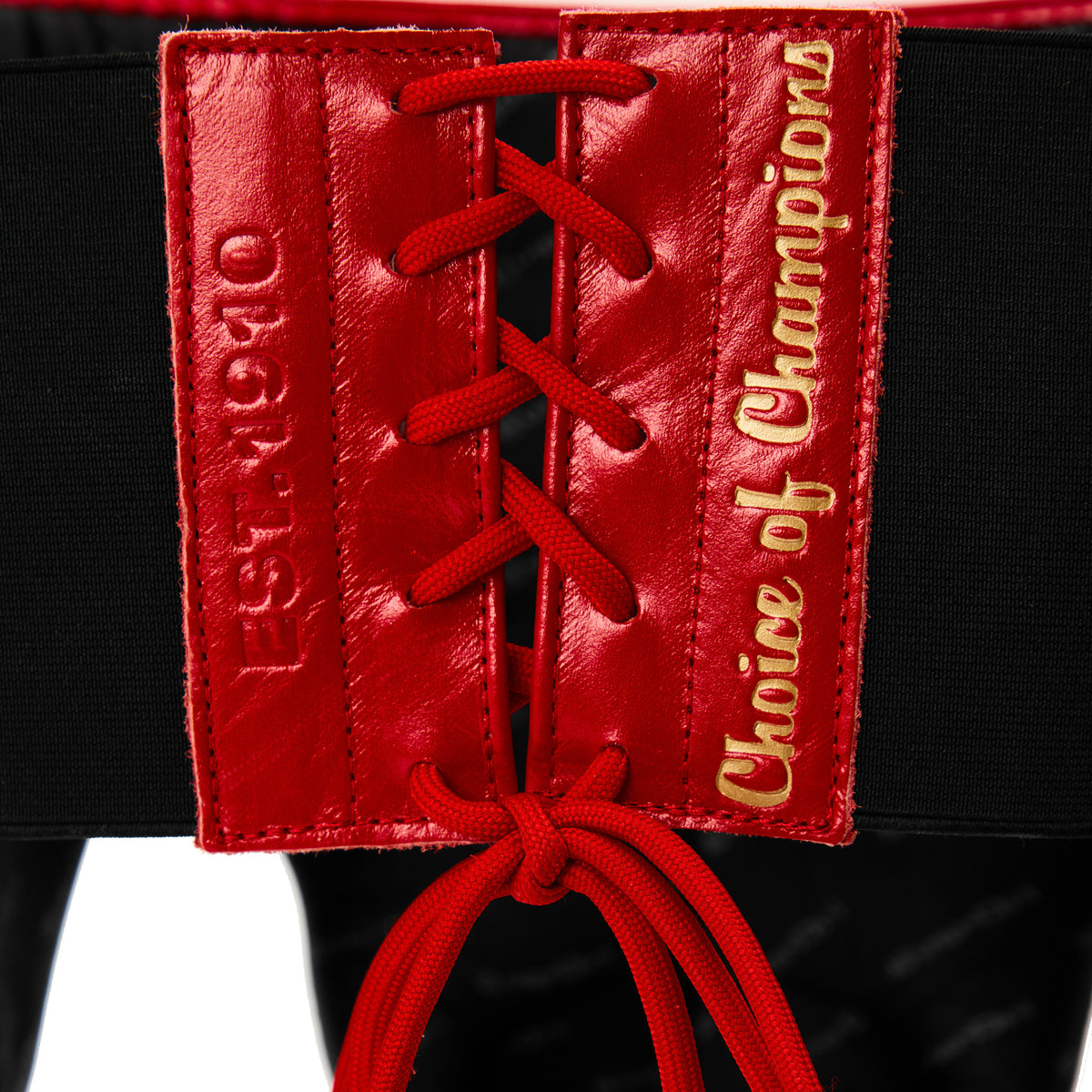 1910 Pro Leather Groin Protector Lace Up Red