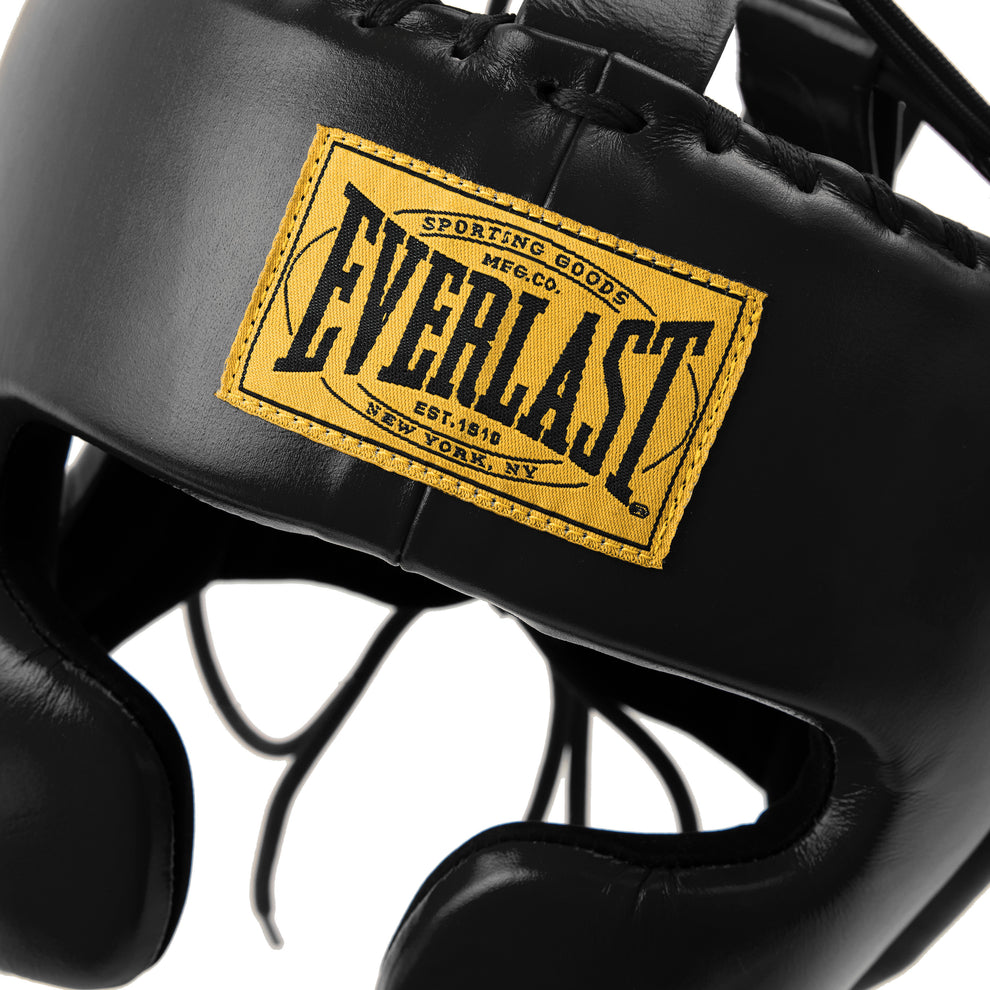 Everlast 1910 Pro Leather Headgear Lace Up boxing headgear view 2