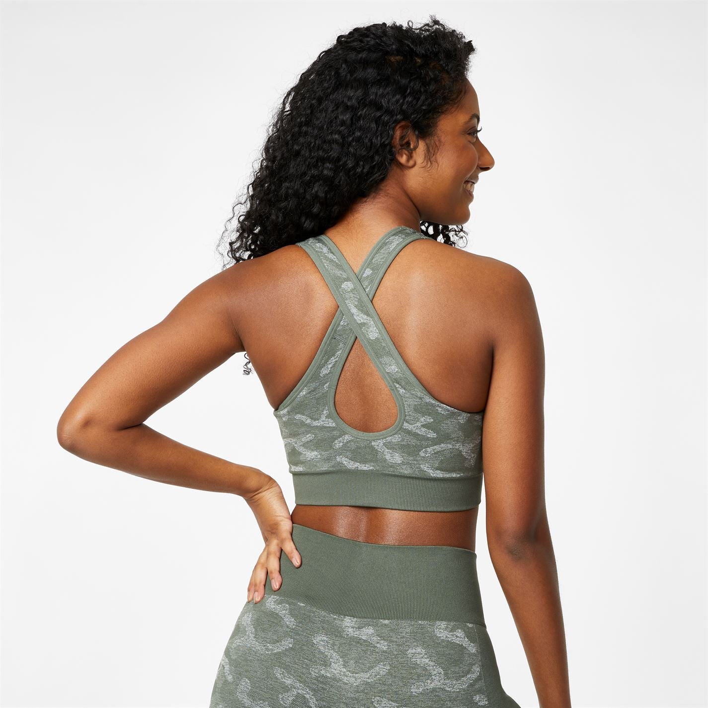 Seamless Camo Cross Back Sports Bra