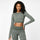 Womens Seamless L/S Camo Crop Top