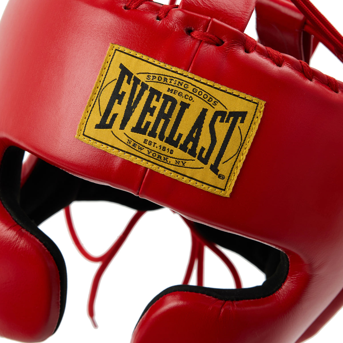 1910 Pro Leather Headgear Lace Up Red