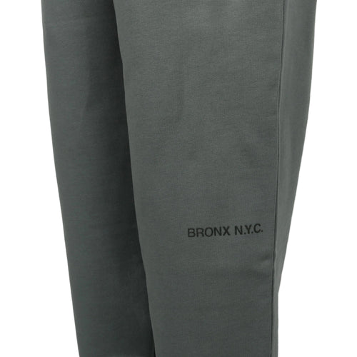 Gray sweatpants with 'BRONX N.Y.C.' text on a white background