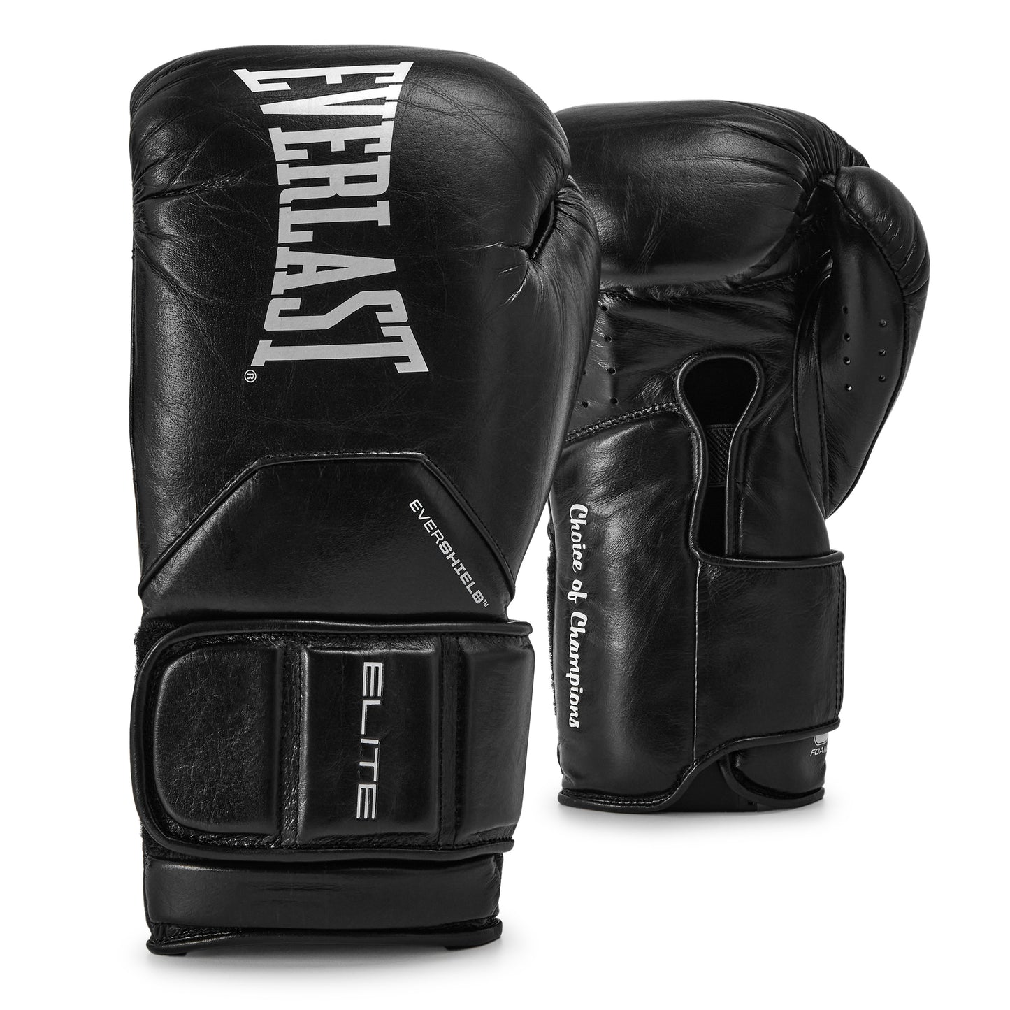 Elite Pro Leather Hook & Loop Training Boxing Gloves Black