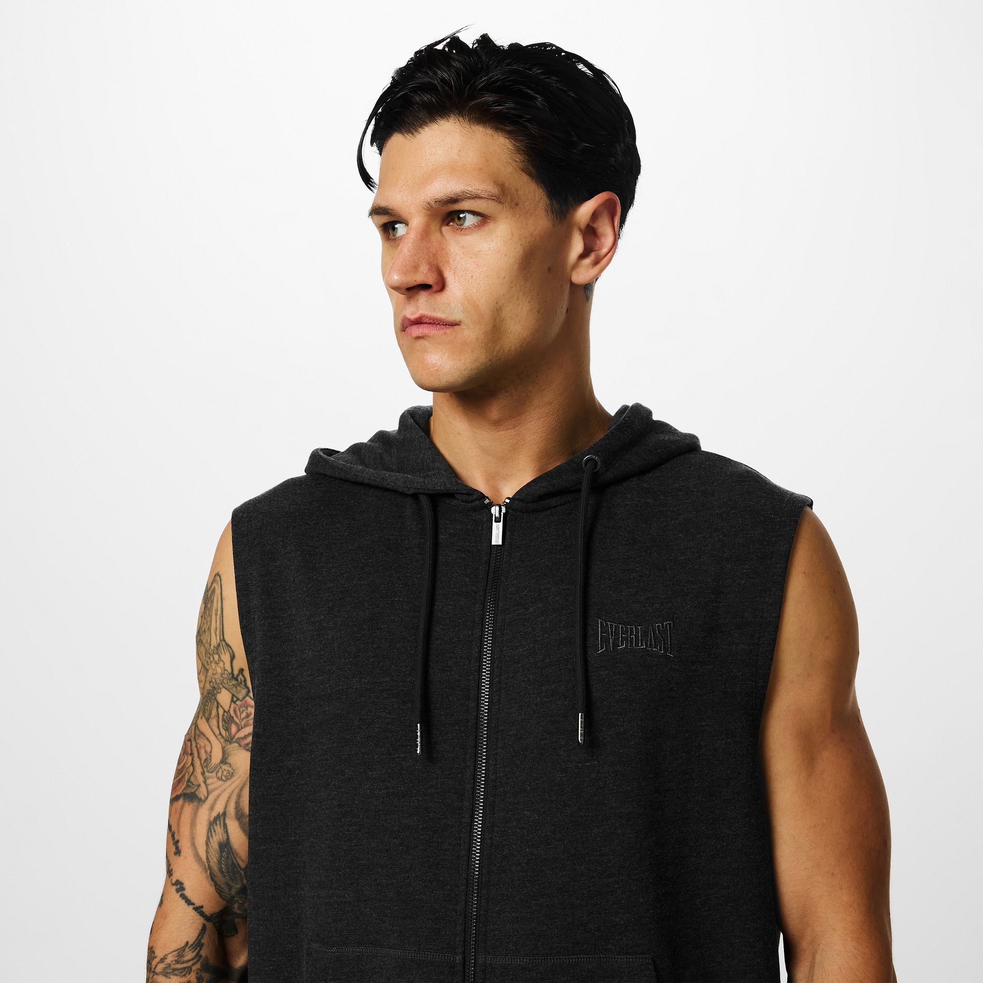 Men's Box Sleeveless Hoodie - Charcoal