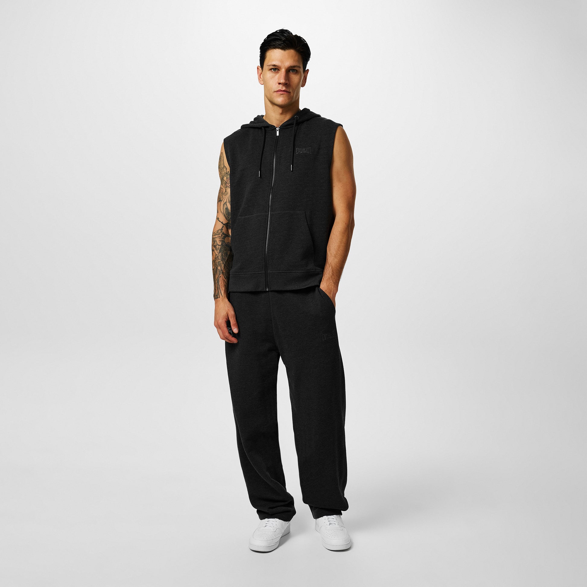 Men's Box Sleeveless Hoodie - Charcoal