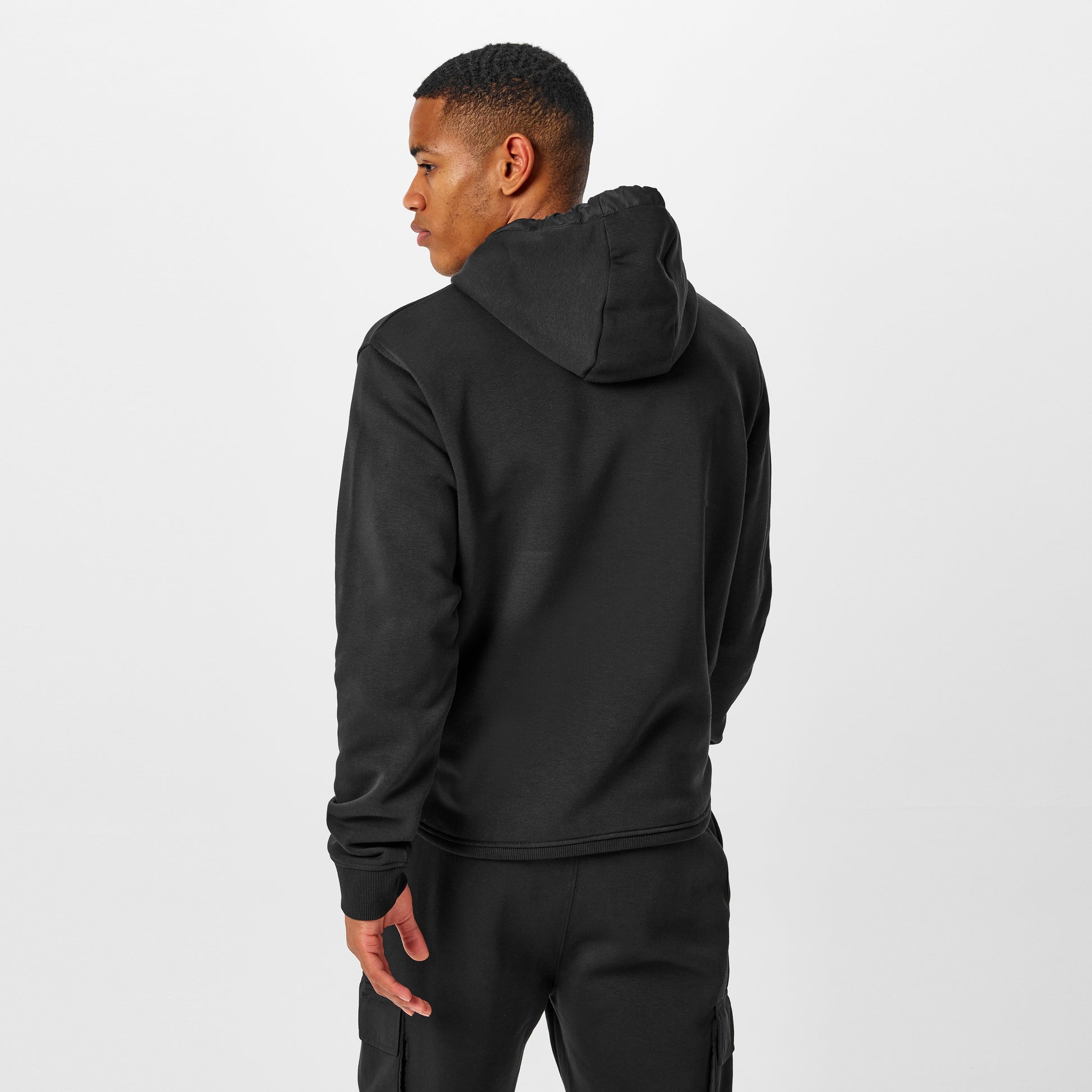 Mens Contrast Panel Hoodie - Black