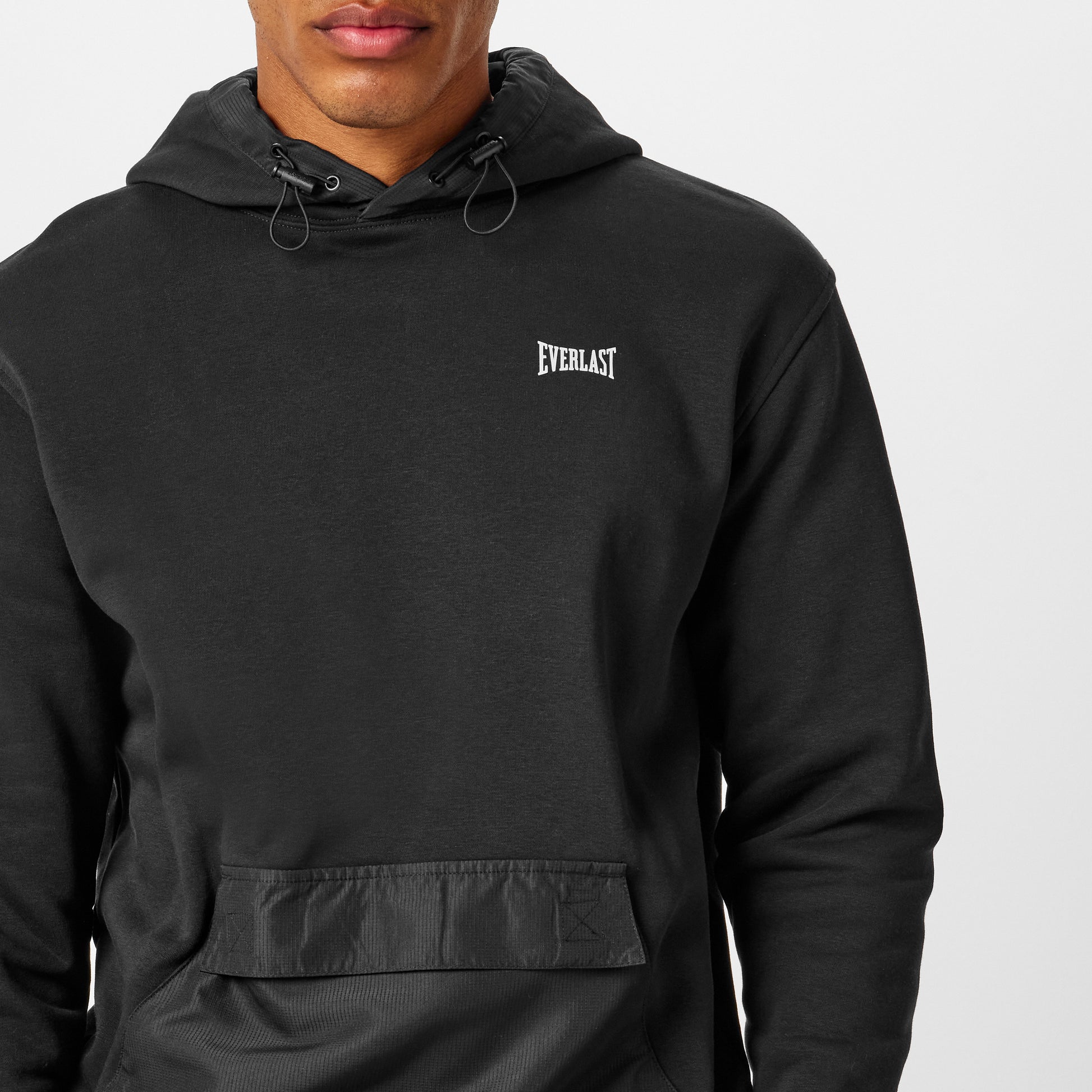 Mens Contrast Panel Hoodie - Black