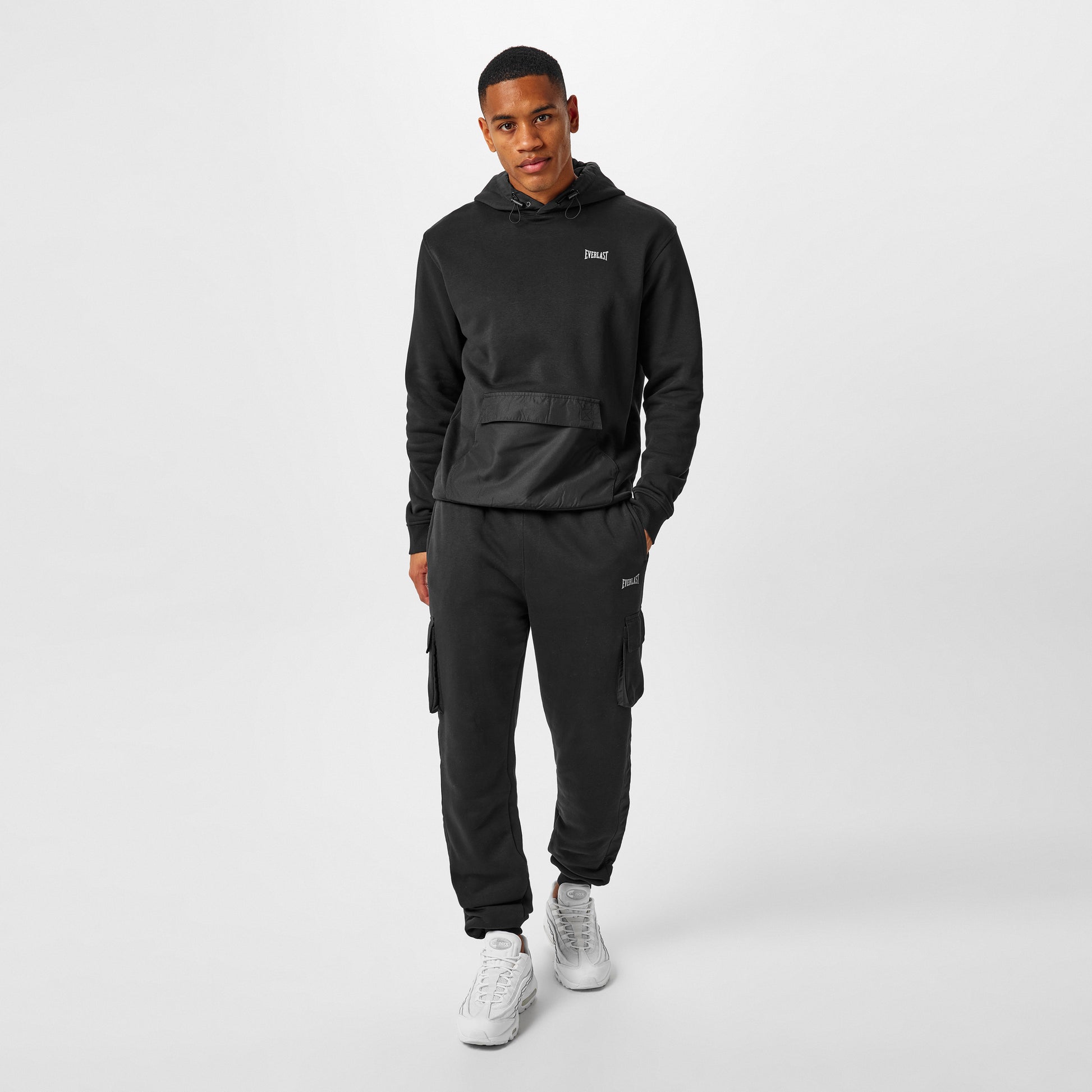 Mens Contrast Panel Hoodie - Black