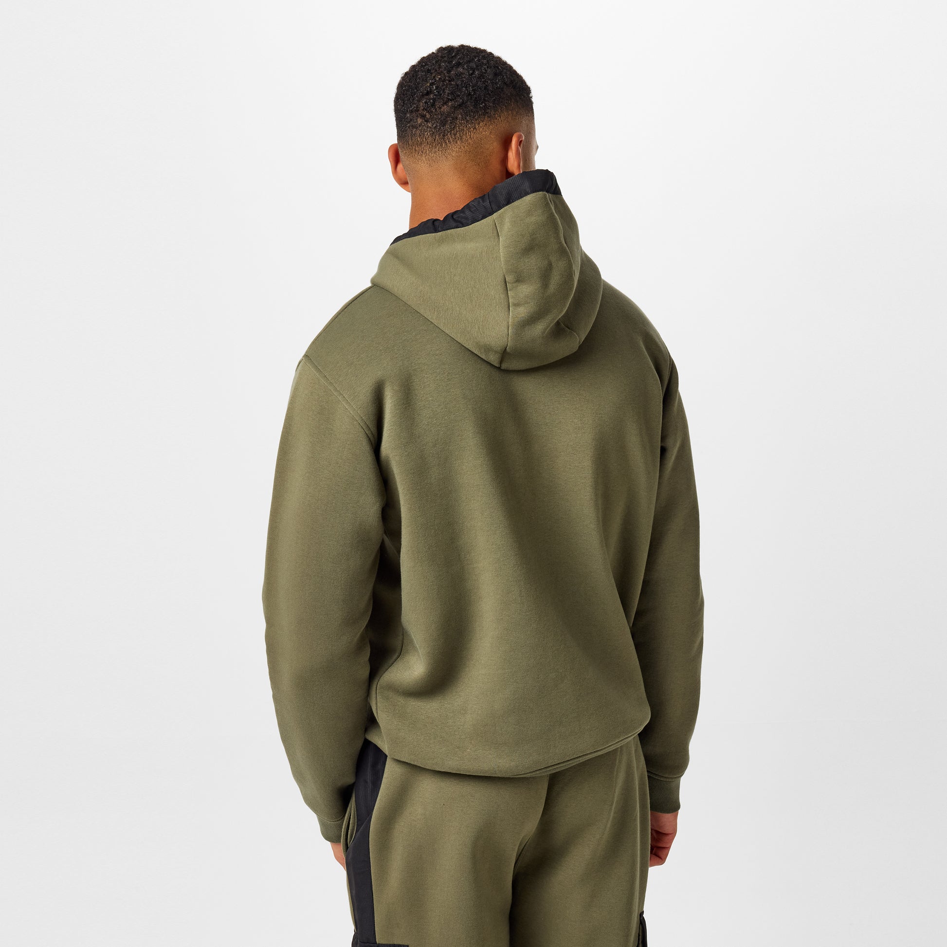 Mens Contrast Panel Hoodie - Olive