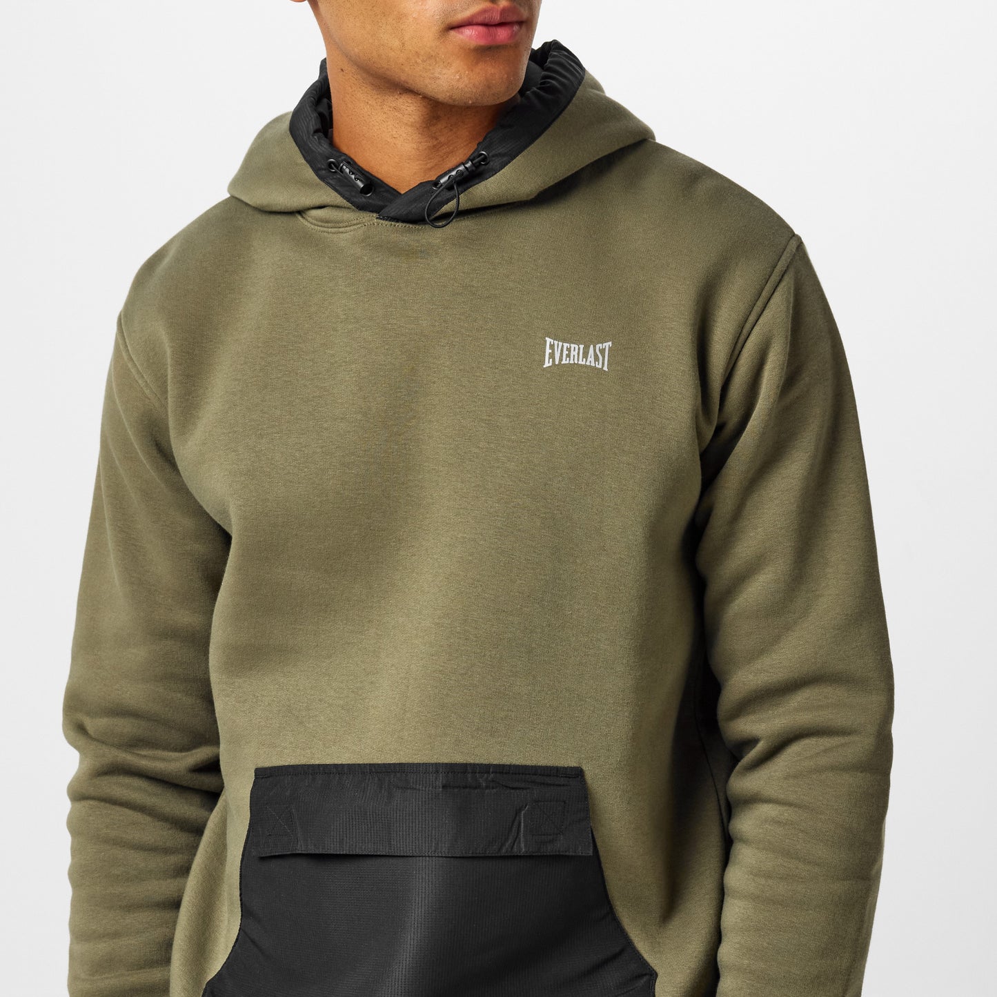Mens Contrast Panel Hoodie - Olive
