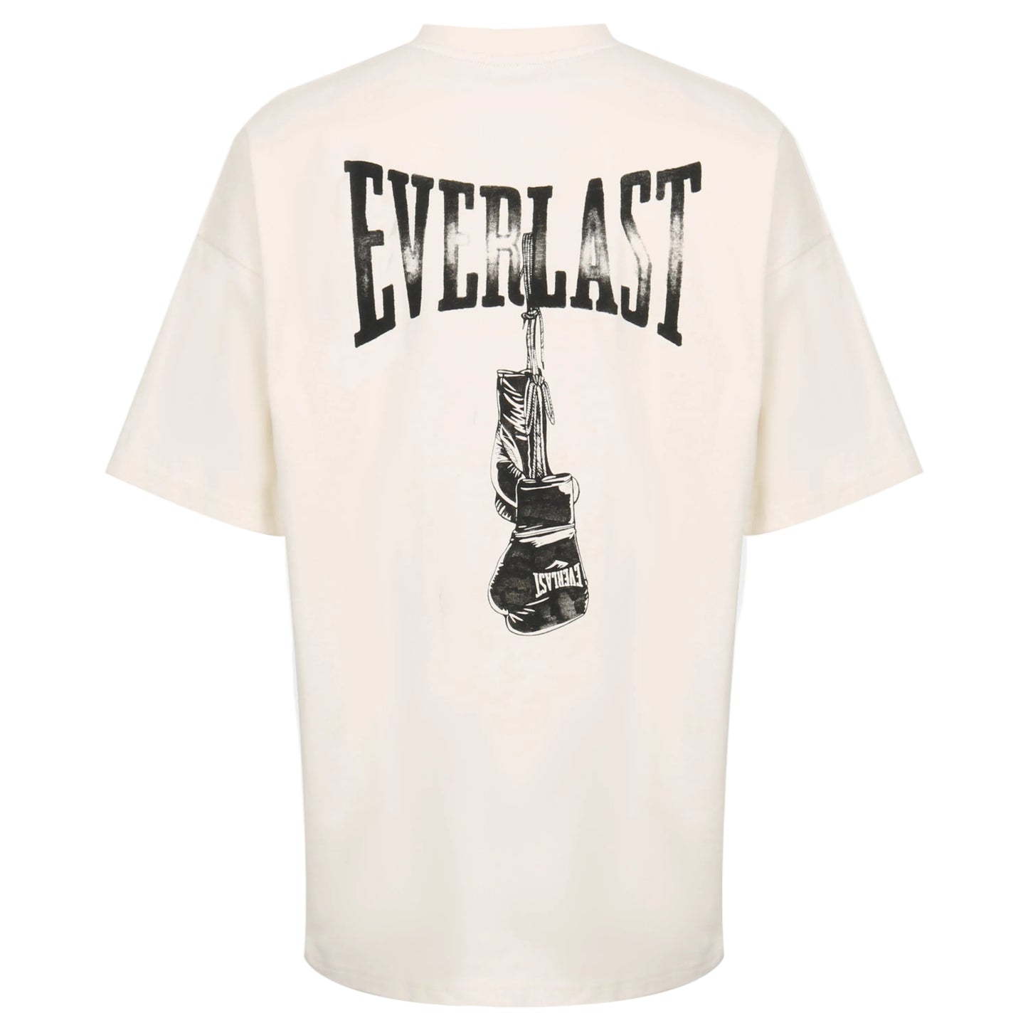 Men's Print Gloves Back Graphic Oversize T-Shirt Cream