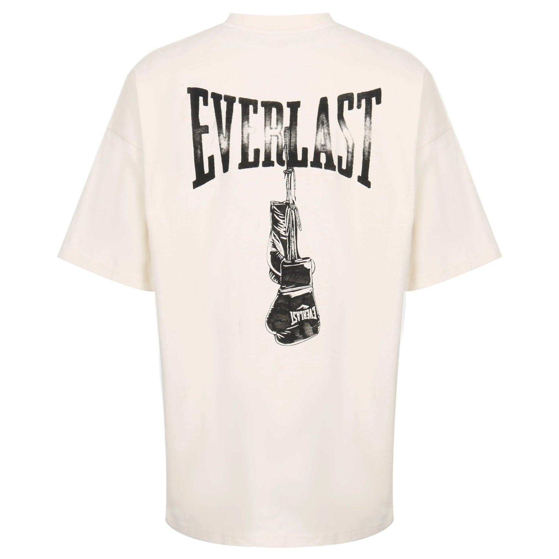 Men's Print Gloves Back Graphic Oversize T-Shirt Cream