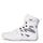 A White/Black Everlast boxing boot with black mesh accents and black laces, shown from a side profile on a clean background.