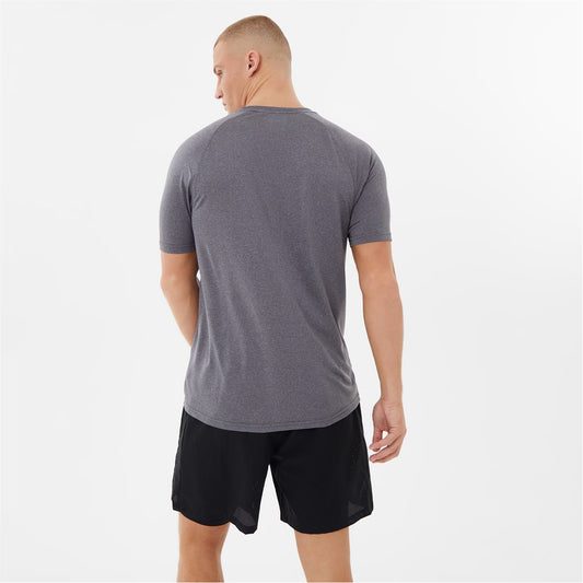 Man wearing a charcoal everlast poly t-shirt  view 2
