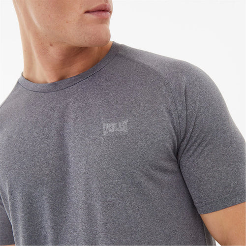 Man wearing a charcoal everlast poly t-shirt 