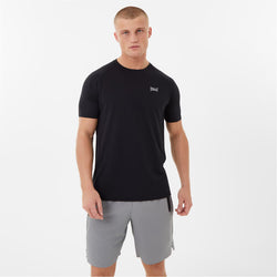 Man wearing a black everlast poly t-shirt 