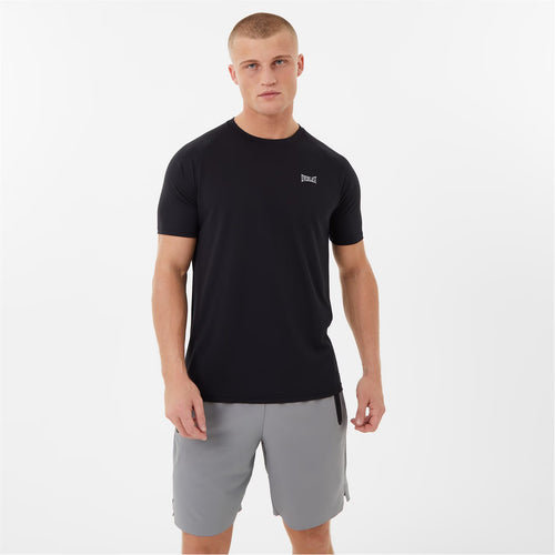Man wearing a black everlast poly t-shirt 