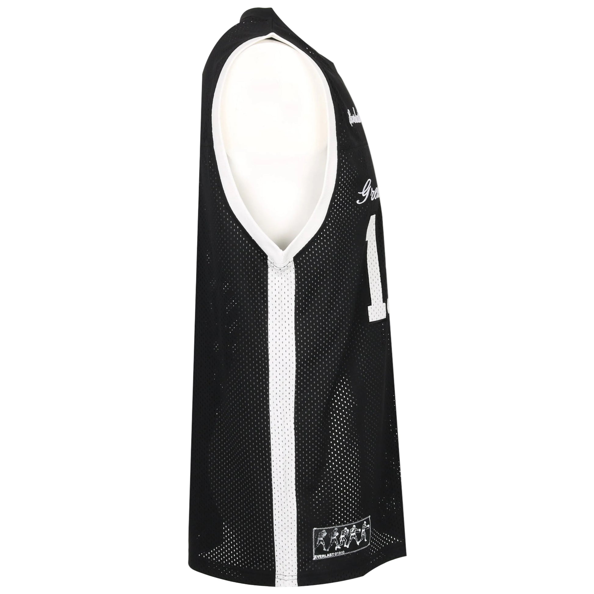 Black basketball jersey with number 1 on a white background