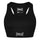 Black sports bra with Everlast branding on a white background