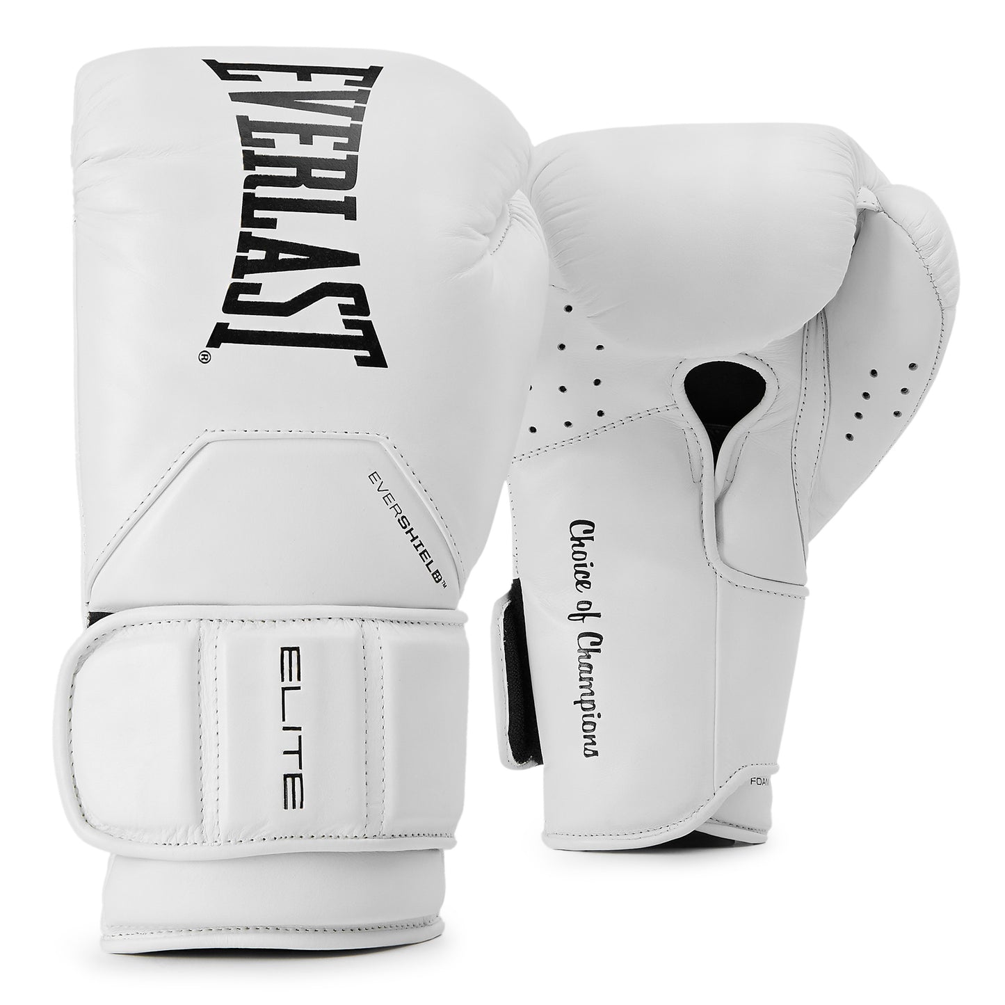 Elite Pro Leather Hook & Loop Training Boxing Gloves White