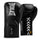 A pair of black Everlast Elite boxing gloves, one showing the front with 'EVERLAST' branding and the other showing the laces with 'Cluster of Champions' text, on a plain background.