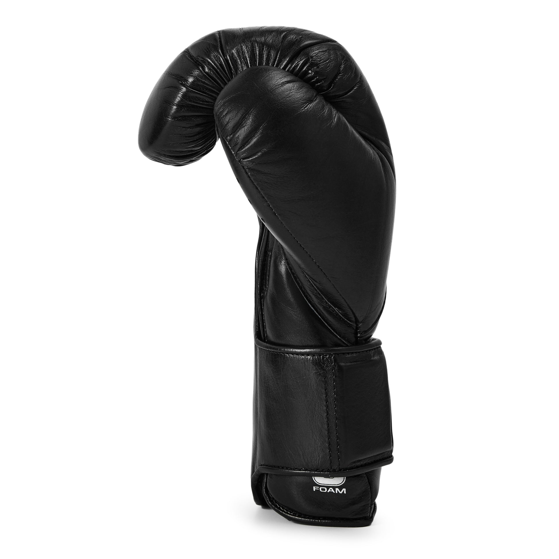 Elite Pro Leather Hook & Loop Training Boxing Gloves Black