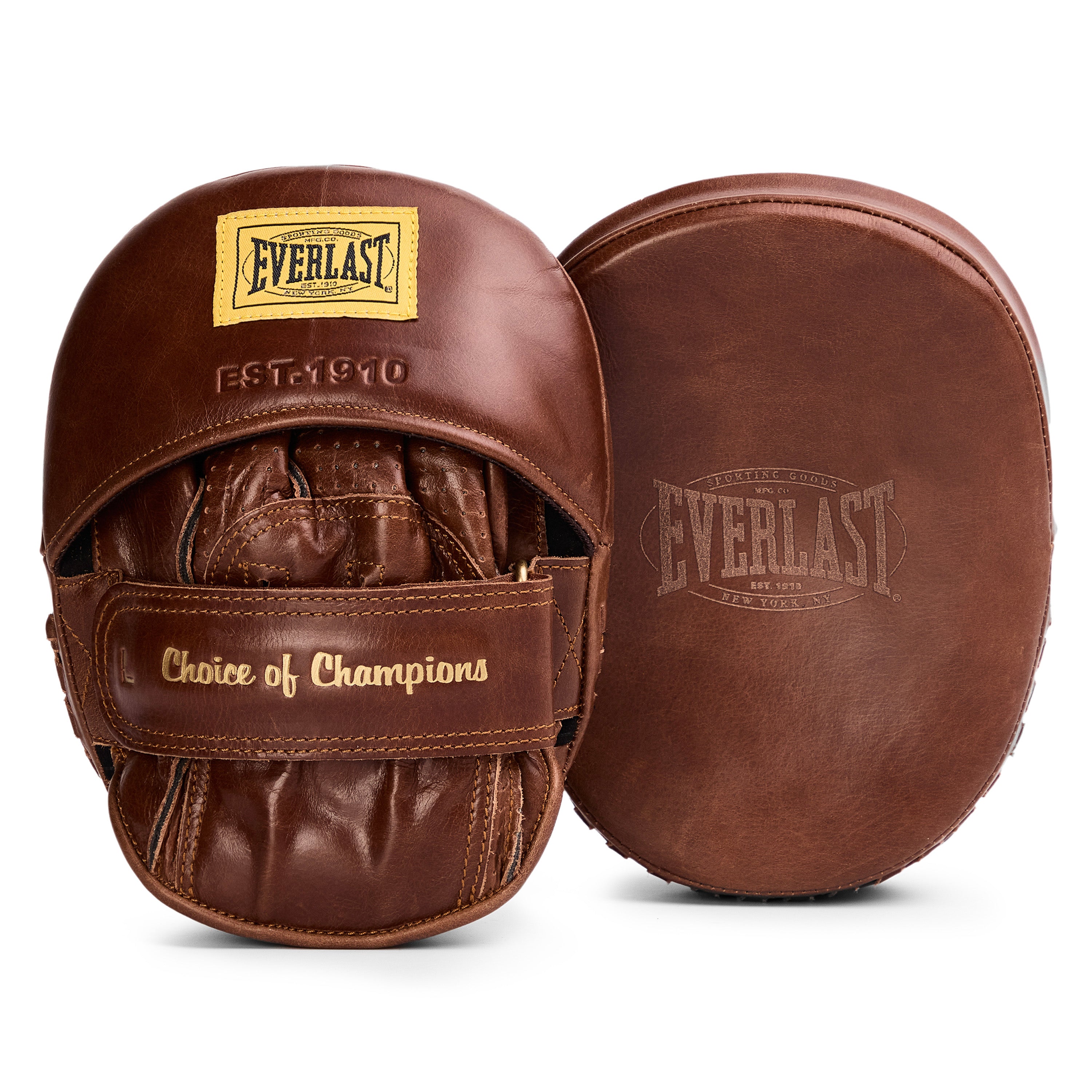 小物 LEATHER CURVED GLOVES BROWN 1910 Pro Leather Curved Focus Mitts – Everlast