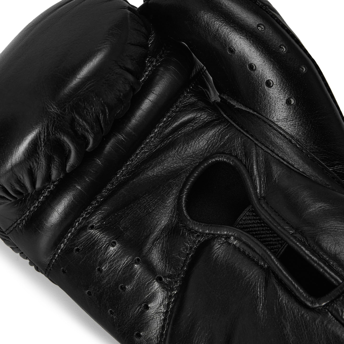 Elite Pro Leather Hook & Loop Training Boxing Gloves Black