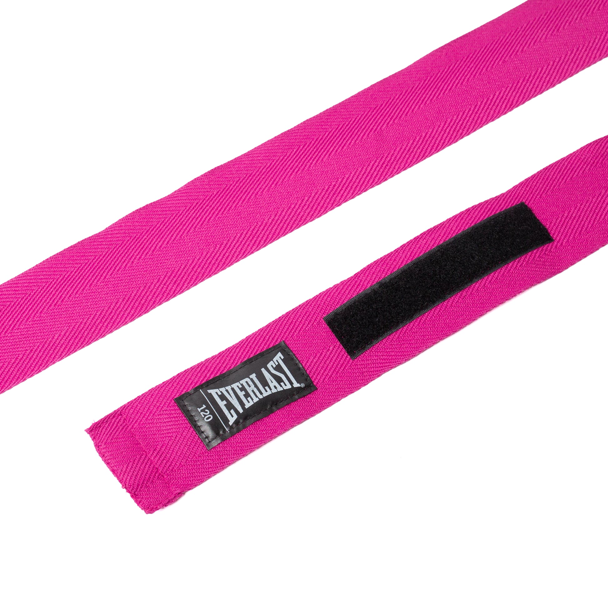 A bright pink Everlast strap with a black hook-and-loop fastener and a black brand label, shown on a plain white background.