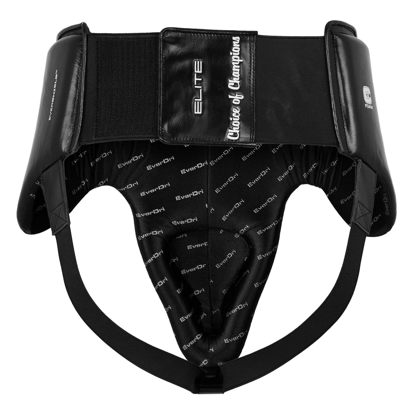 Elite Pro Leather Hook & Loop Groin Protector Black