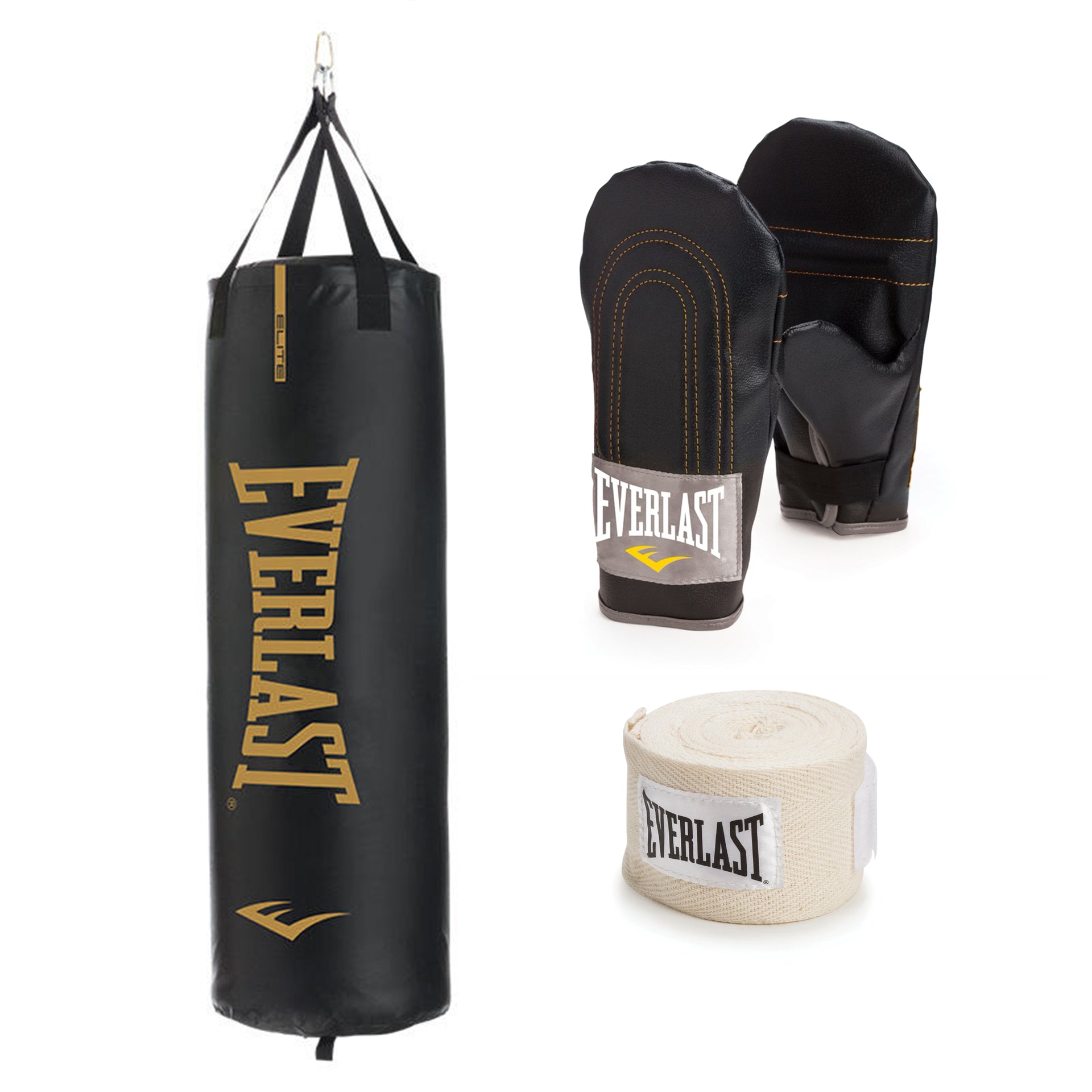 100lb Elite Heavy Bag, Glove and Wrap Bundle Everlast