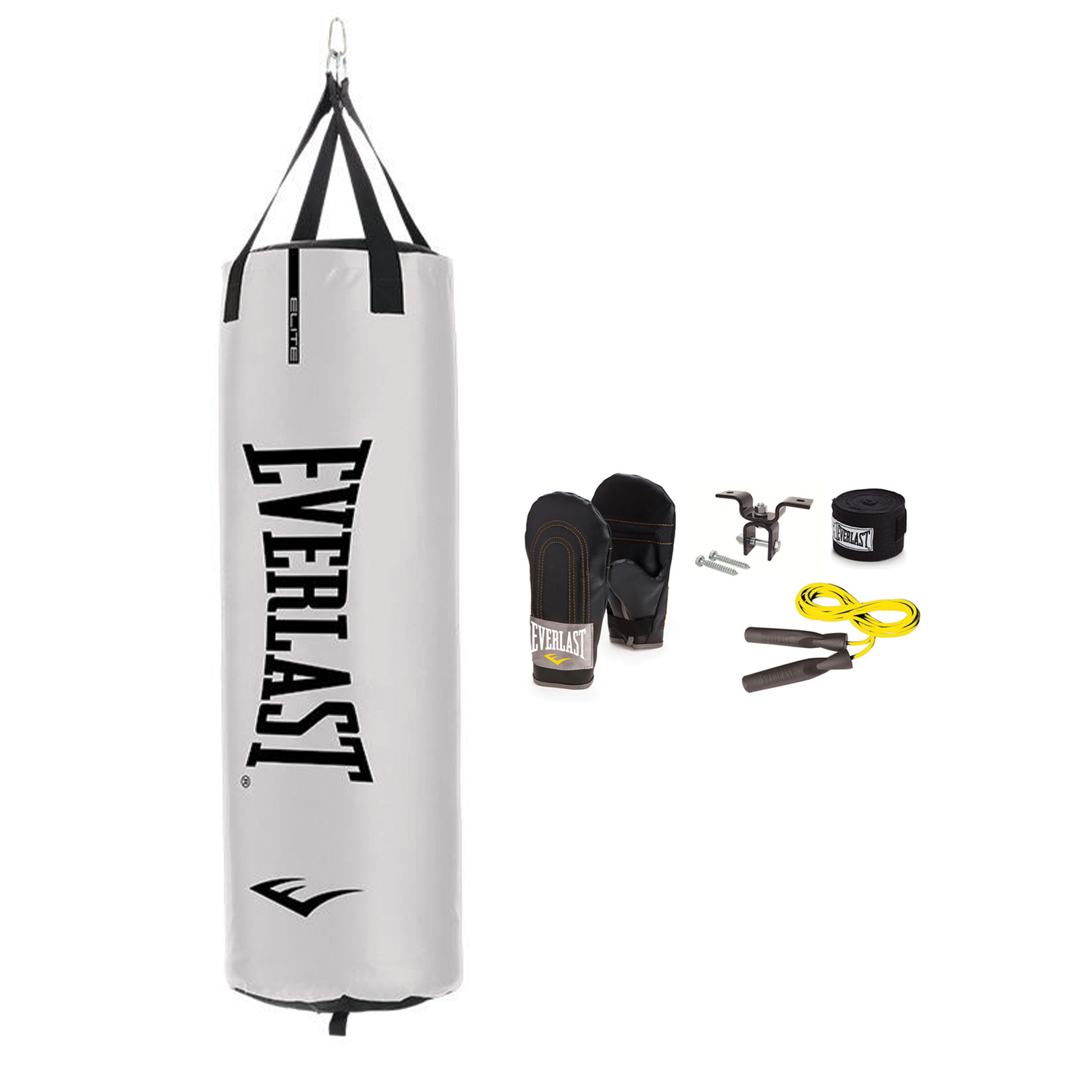 80lb Elite Heavy Bag, Glove, Wrap, Rope and Hanger Bundle | Everlast