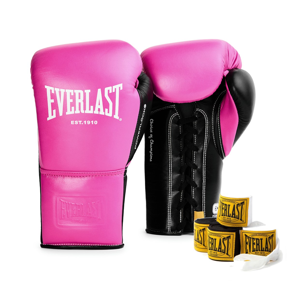 Powerlock OG Laced Training Gloves and 1910 Hand Wraps Pink/Black