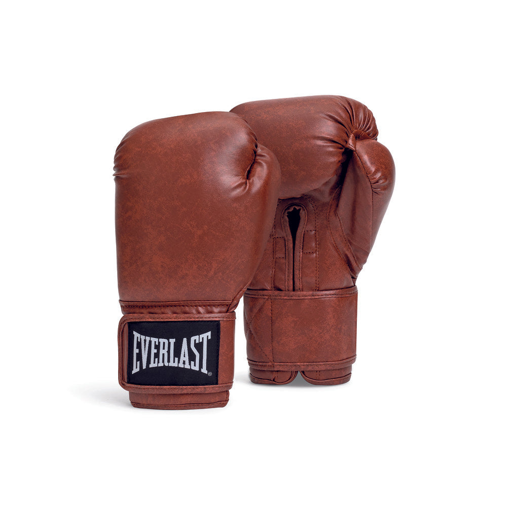 Brown classic boxing gloves with 'Everlast' 
