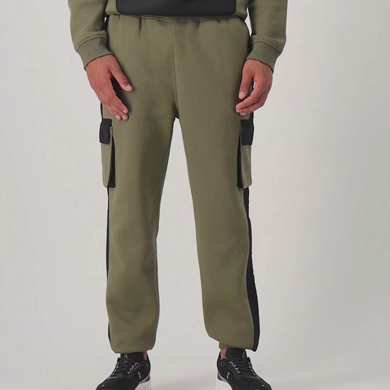 Mens Contrast Utility Pants Olive
