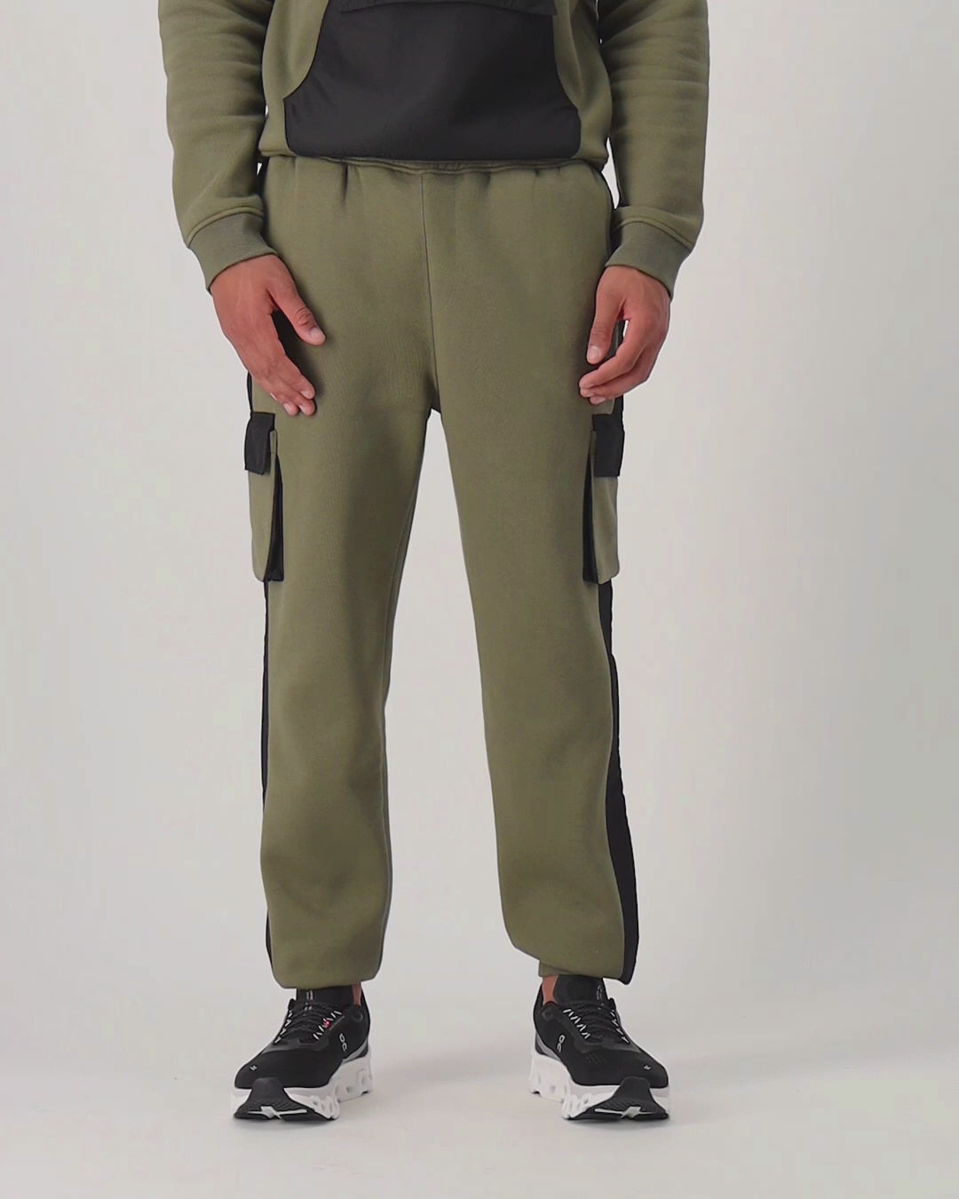 Mens Contrast Utility Pants Olive