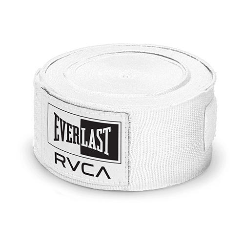 White boxing hand wrap with Everlast and RVCA logos on a white background